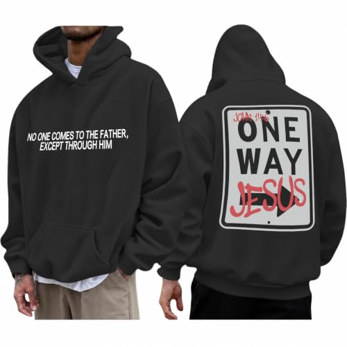 BeWithYou Christian Jesus Hoodies for Men Religious Faith God Sweatshirt Inspirational Bible Verse Graphic Hoodie Pullover - color: Black, size: XX-Large
