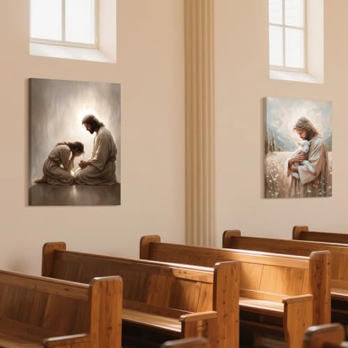 FASWQ Wrapped Canvas Jesus Comforting Woman Christian Wall Art 12x16 in - color: JesusConfession, size: 16"L x 12"W