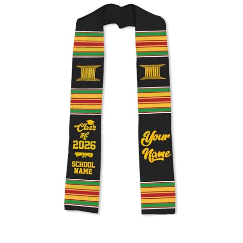 MDPrints Global Kente Graduation Sash 2026, Black Girl Magic Graduation Sash 2026, Class of 2026 Graduation Gift - color: Kente Dk01
