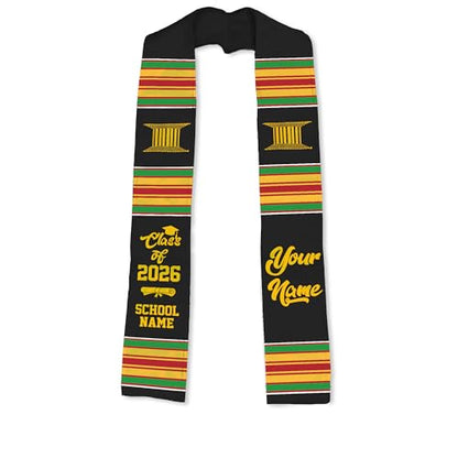MDPrints Global Kente Graduation Sash 2026, Black Girl Magic Graduation Sash 2026, Class of 2026 Graduation Gift - color: Kente Dk01