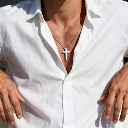 Cross Necklace for Men 316L Stainless Steel Pendant - color: B+silver