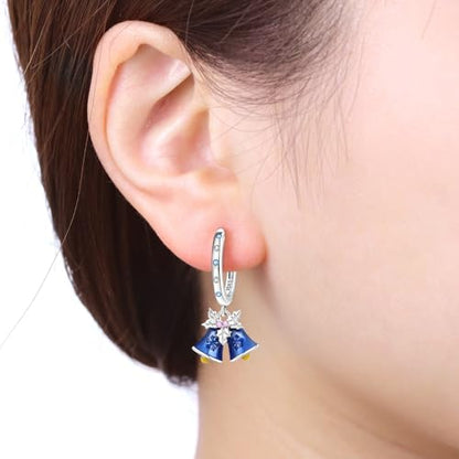 925 Sterling Silver Drop & Dangle Earrings for Women,Butterfly Dragonfly and Bee|Flower and leaf Earrings, Suitable for Sensitive Ears Fashion Jewelry Gift- Hypoallergenic Earrings - color: Blue Bell