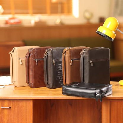 Polare Full Grain Cowhide Leather Bible Cover Church Bag Bible Protective Book Holder Carrying Case Folder Organizer Portfolio (Dark Brown(Lord is My Strength & Defense)) - style: Dark Brown(Lord is My Strength & Defense)