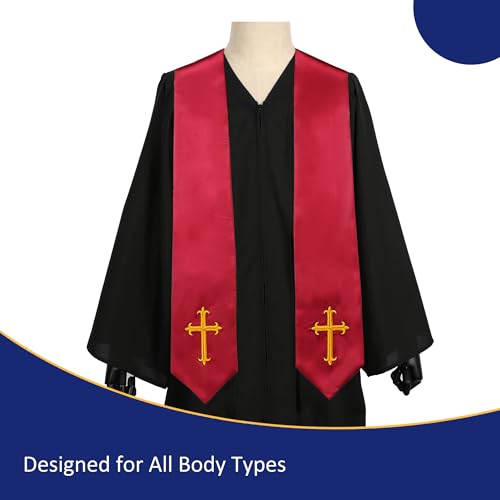 Clergy Stole & Choir Stole with Embroidered 60/72" - color: Maroon, size: 72 inch