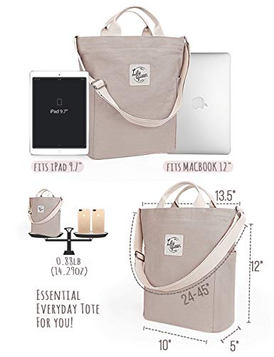 Lily queen Women Canvas Tote Handbags Casual Shoulder Work Bag Crossbody - color: Taupe Grey