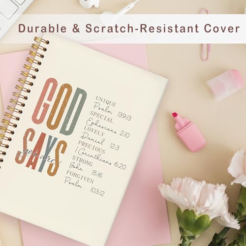 Lacama Christian Gifts for Women，Bible Journal Notebook for Women, Prayer Journal Inspirational Notebook Gifts for Teen Girls，Bible Study Supplies, Church Faith Journaling Hardcover Spiral Notebook - color: God Says You Are-4
