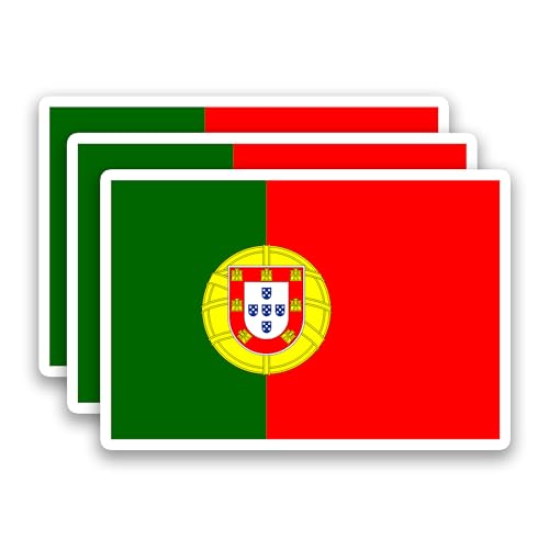 (3Pcs) Portugal Flag Stickers – Portuguese National Flag Vinyl Decals - color: Portugal