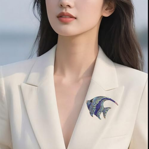 Brooch Pins For Women Fashion Elegant Brooches Lapel Badges Coat Sweater Scarves Shawl Dress Accessory Wedding Party Prom Jewelry - color: Blue - Fish Brooch