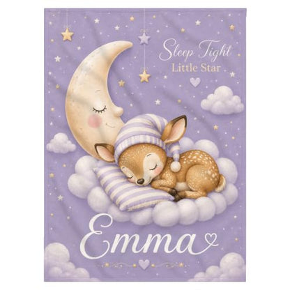 Personalized Baby Blanket With Name, Custom Baby Blankets Gift for Boy Girl - color: Misty Lavender, size: Deer