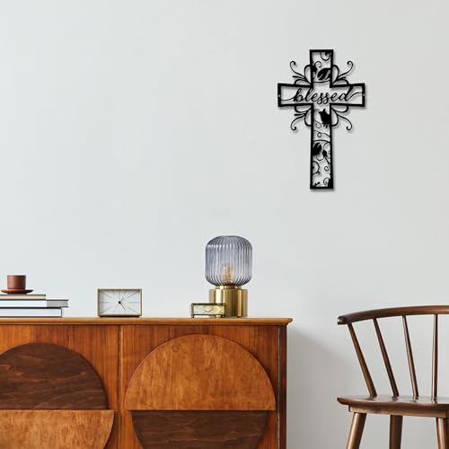 Rajukit Blessed Christian Metal Cross Wall Art for Home - color: Blessed