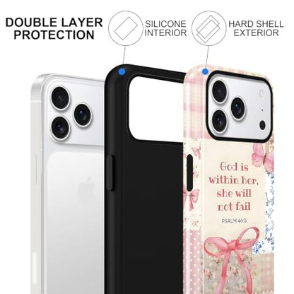 Jesus Bow Collage Phone Case for iPhone 17 Pro/Phone 18 Pro 6.3'' - color: Bible verses pink bow, size: iPhone 17 Pro/Phone 18 Pro