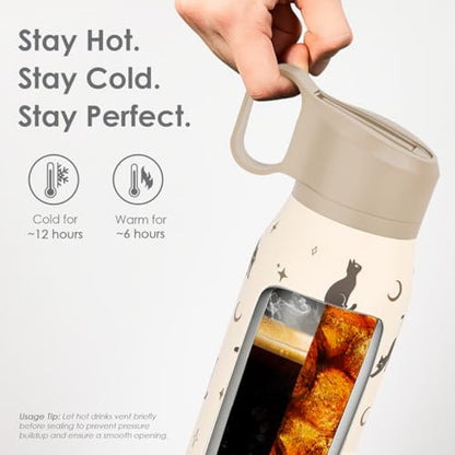 Cat Stainless Steel Water Bottle with Twist Lid 20oz, Travel Insulated Water Bottles for Sports & Gym, Gift for Women Girls Friends Pet Lovers Cat Moms Birthday Christmas - color: Cat