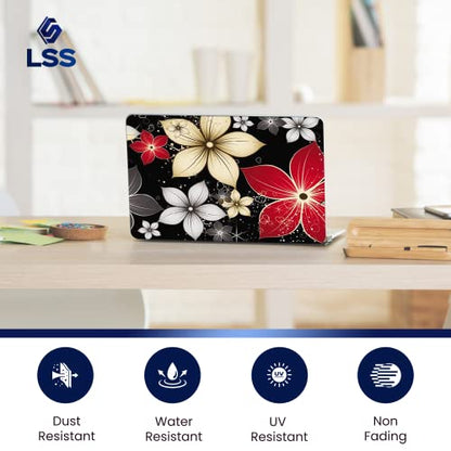 LSS 15 15.6 Inches Laptop Notebook Skin Sticker with 2 Wrist Pads - Reusable Cover Protector Vinyl Sticker Cover Decal Fits 13" - 16" HP Asus Acer Samsung - Black Grey Flower Leaves - color: Black Grey Flower Leaves, size: 13" - 16"