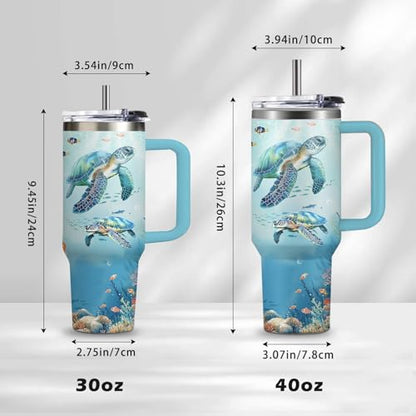 Christian Gifts for Women 40oz Tumbler - Insulated Travel Mug with Handle (Sea Turtle, 30 Ounces) - color: Sea Turtle