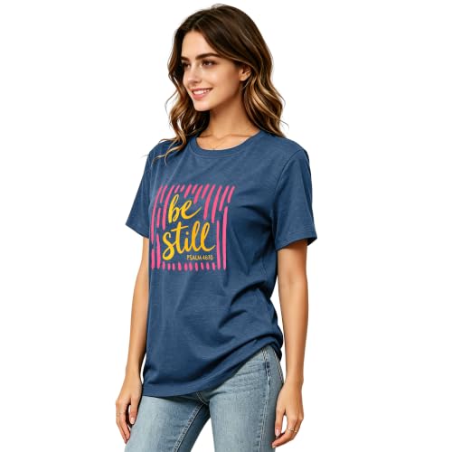 Christian Shirts for Women Religious Bible Verse Faith Tee - color: Darkblue, size: Large