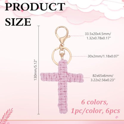 Cross Keychains Bulk Easter Christian Baptism Party Favors Easter Bible Car Keychain Key Chain Faith Cross - color: Mixed Color