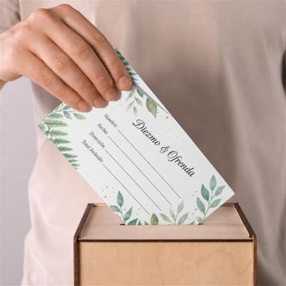 Woanger 500 Count Spanish Offering Envelopes Tithe Donation Tithes and Offering for Church Supplies (Watercolor Leaf) - style: Watercolor Leaf