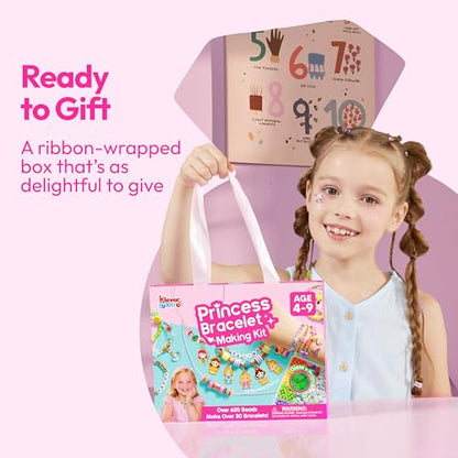 JOVA Klever Kits Princess Bracelet Making Kit, Jewelry Making Kit, Bracelets for Girls, Crafts for Kids, 4 Year Old Girl Birthday Gifts, Over 650 Beads, Make 30+ Designs