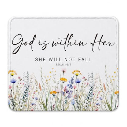 QIYUHOY Christian Inspirational Floral Mouse Pad, 9.5x7.9 Inch - color: God is Within Her