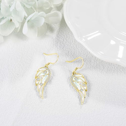 URONE Angel Wings Earring for Women Sterling Silver Fashion Dangle Drop Earring Angel Jewelry for Women - color: silvery