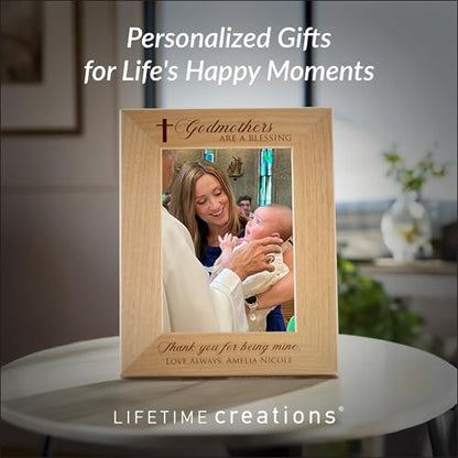 Godmother Gifts, Personalized Picture Frame 4x6 Vertical Engraved Wood - color: Custom - Godmothers, size: 4" x 6" Portrait