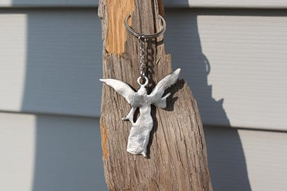 Angel Keychain Hand Made Fine Pewter Guardian Angel Key Chain Key Ring