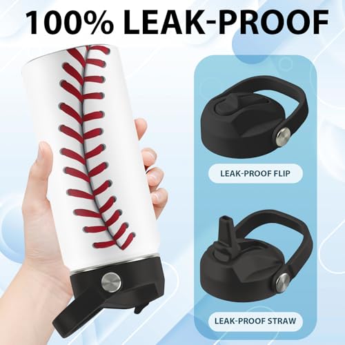 Baseball Gifts for Baseball Lovers Players, 16 oz Water Bottle with Straw - color: Baseball