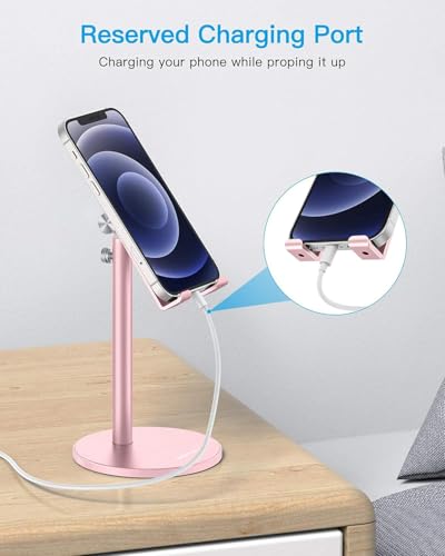 OMOTON CA04 Aluminum Tablet Phone Stand, Adjustable Desk Stand Rose Gold - color: rose gold