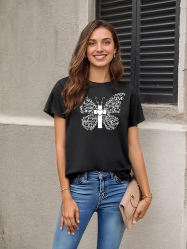 Women Christian Faith T Shirts - color: 1black, size: Small