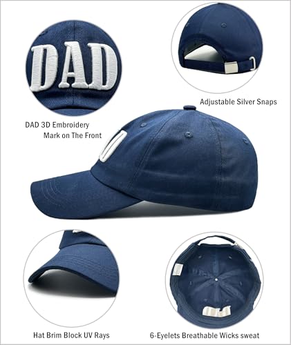 Dad Hats for Men, 3D Embroidered Dad Baseball Cap - color: Navy Blue