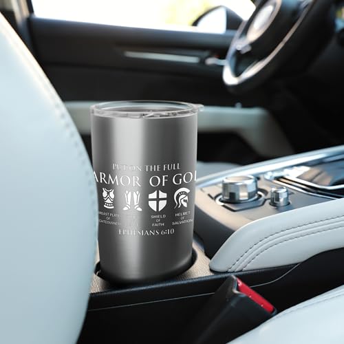 Put On The Full Armor Of God -Christian Faith Soldior of God Stainless Steel Insulated Tumbler - color: Brushed Steel