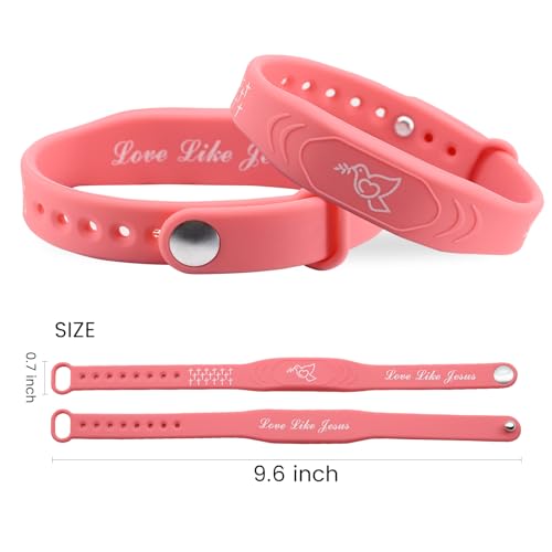 2 Pack Bible Verse Bracelets, with NFC Scan‌ Daily Jesus Bracelets Christian Gospel Scripture Bracelet Faith and Style Combined Inspirational Religious Wristband Gifts for Women (Love Like Jesus) Pink