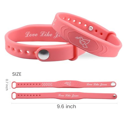 2 Pack Bible Verse Bracelets, with NFC Scan‌ Daily Jesus Bracelets Christian Gospel Scripture Bracelet Faith and Style Combined Inspirational Religious Wristband Gifts for Women (Love Like Jesus) Pink