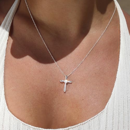 KRKC&CO Moissanite Cross Necklace for Women: D Color VVS1 0,09-0,3ct - color: Silver B