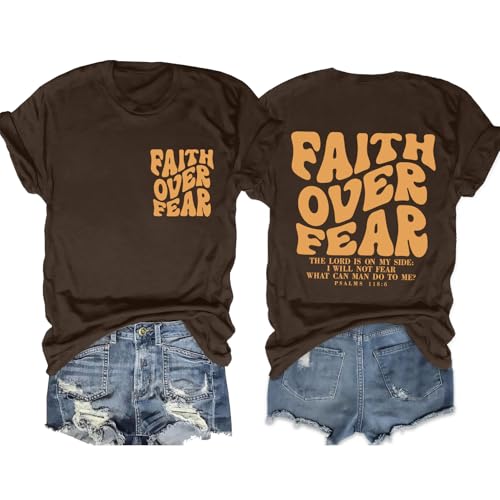 Womens Christian Shirts Funny Bible Verse Graphic T-Shirts Religious Faith Inspirational Short Sleeve Tee Tops - color: Bbrown, size: Large