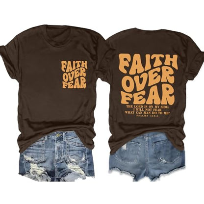 Womens Christian Shirts Funny Bible Verse Graphic T-Shirts Religious Faith Inspirational Short Sleeve Tee Tops - color: Bbrown, size: Medium