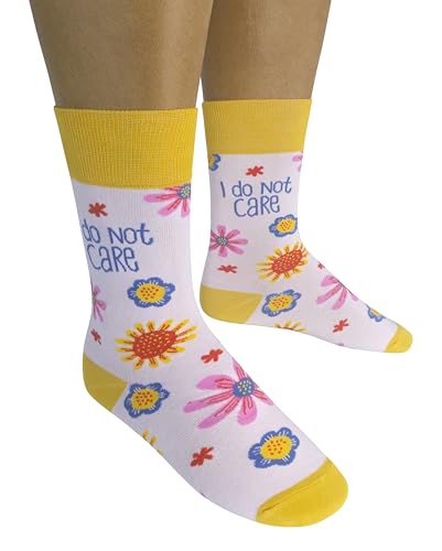 FUNATIC Crazy Socks with Funny Sayings - Novelty Gift for Men, Women, Adult - color: I Do Not Care