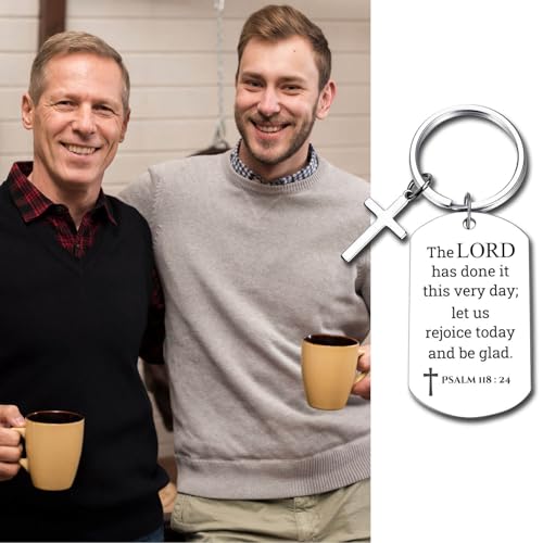 GiftYou Inspirational Scripture Metal Key Chains with Cross Pendant - Bible Verse Keychain Religious Gift for Christian - color: Psalm 118:24