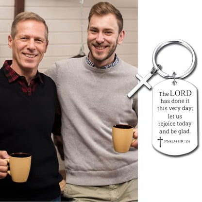 GiftYou Inspirational Scripture Metal Key Chains with Cross Pendant - Bible Verse Keychain Religious Gift for Christian - color: Psalm 118:24