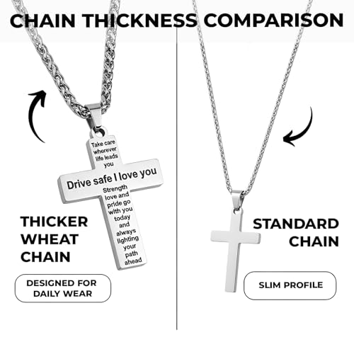 Cross Pendant for Car Rearview Mirror Hanging, Stainless Steel Cross with Drive Safe Message, Meaningful Car Charm Gift for Drivers and Loved Ones (Silver) - color: Silver