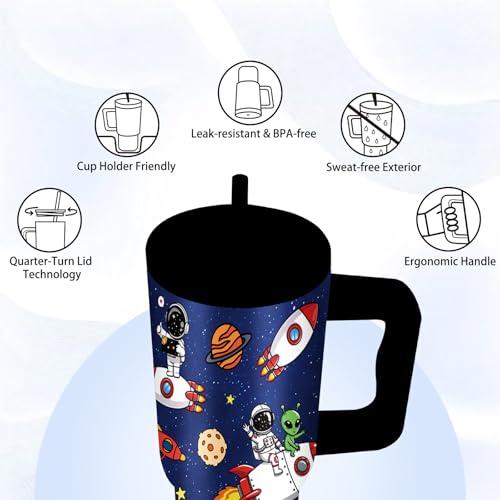 24oz Astronaut Themed Cup with Handle, Space Gifts for Boys - color: Rocket1