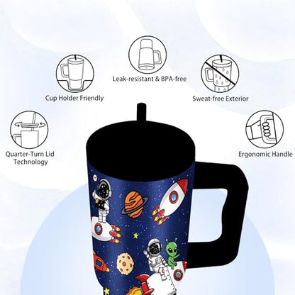 24oz Astronaut Themed Cup with Handle, Space Gifts for Boys - color: Rocket1
