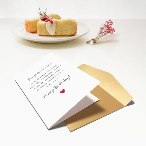 Daughter in Law Birthday Card Gift, Heartfelt Birthday Card for Daughter in Law, Daughters-in-Law Bday Gift from Father-in-Laws Mother-in-Laws - color: Daughter in Law Birthday