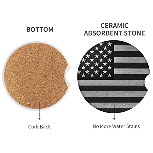 Britimes Grey Car Coasters for Drinks, 2 Pack Ceramic Stone 2.56" - color: American