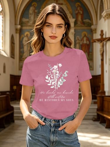 Christian Shirts for Women Faith Jesus Bible Verse Tops - color: Pink, size: X-Large
