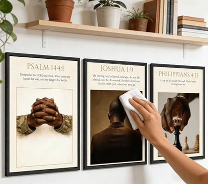 MOGUPA 3Pcs Black Man Christian Poster Canvas Wall Art 12x16 in Unframed - color: Black Man Bible, size: 16"L x 12"W