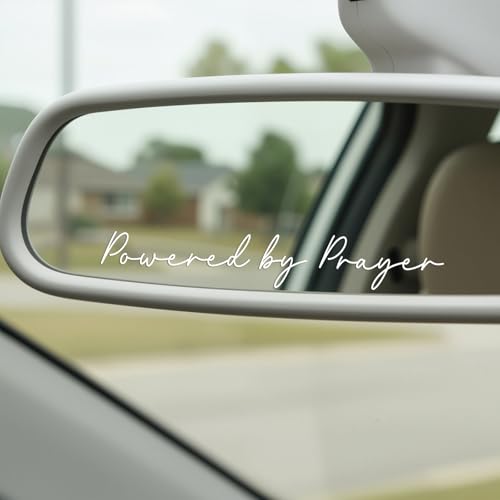 3XPowered by Prayer Sticker, Christian Vinyl Decal for Car Window & Laptop, Inspirational Bible Verse Faith Sticker, Religious Gift for Women Men Teens (White) - color: White