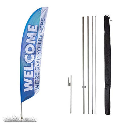 Vispronet Welcome to Church Feather Flag Kit – 13.5ft Worship Flags with Pole Set & Ground Spike for Religious Gatherings and Festivals, Weather-Resistant Knitted Polyester, Printed in the USA… - size: 13.5ft - Basic/Ground Spike