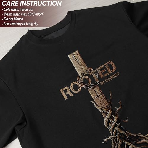 Rooted in Christ Shirt, Jesus Tee, Christian Shirt Men - color: Black, size: X-Large