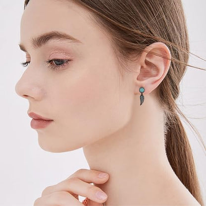 Black Dangle Drop Earrings 925 Sterling Silver Turquoise Earrings Jewelry Gifts for Women Men - style: Angel Wing